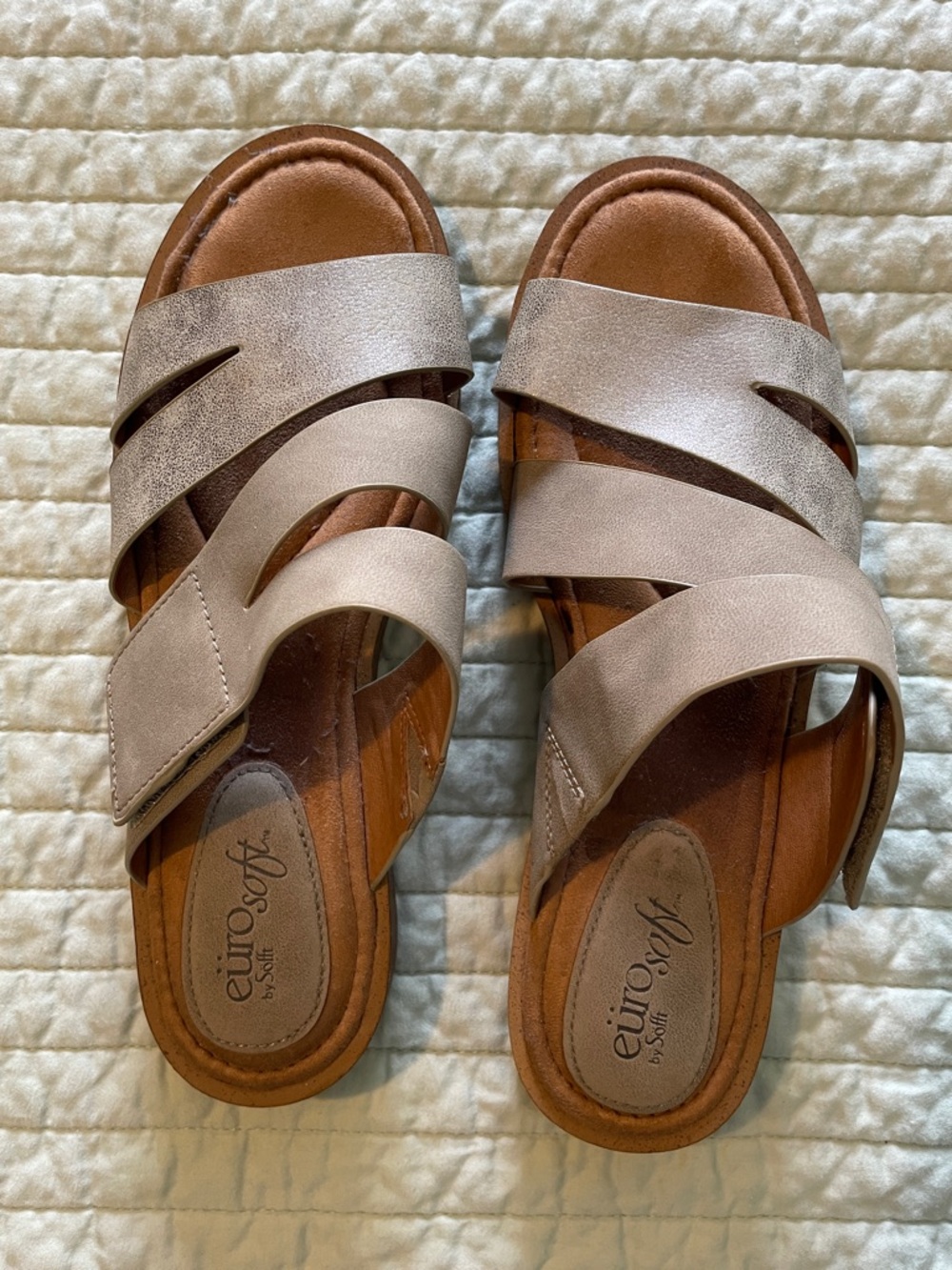 Eurosoft Taupe Crossover Slide Sandals